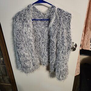WOMANS SHEIN OPEN FRONT EYELASH PLUSH FUZZY SWEATER CARDIGAN SZ S